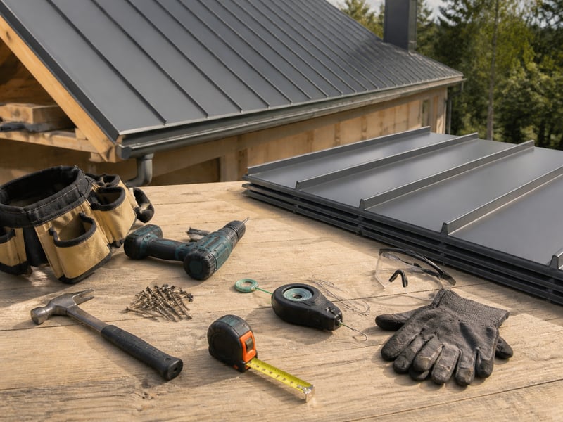 Что входит в смету: tools and materials laid out — Монтаж фальцевой кровли