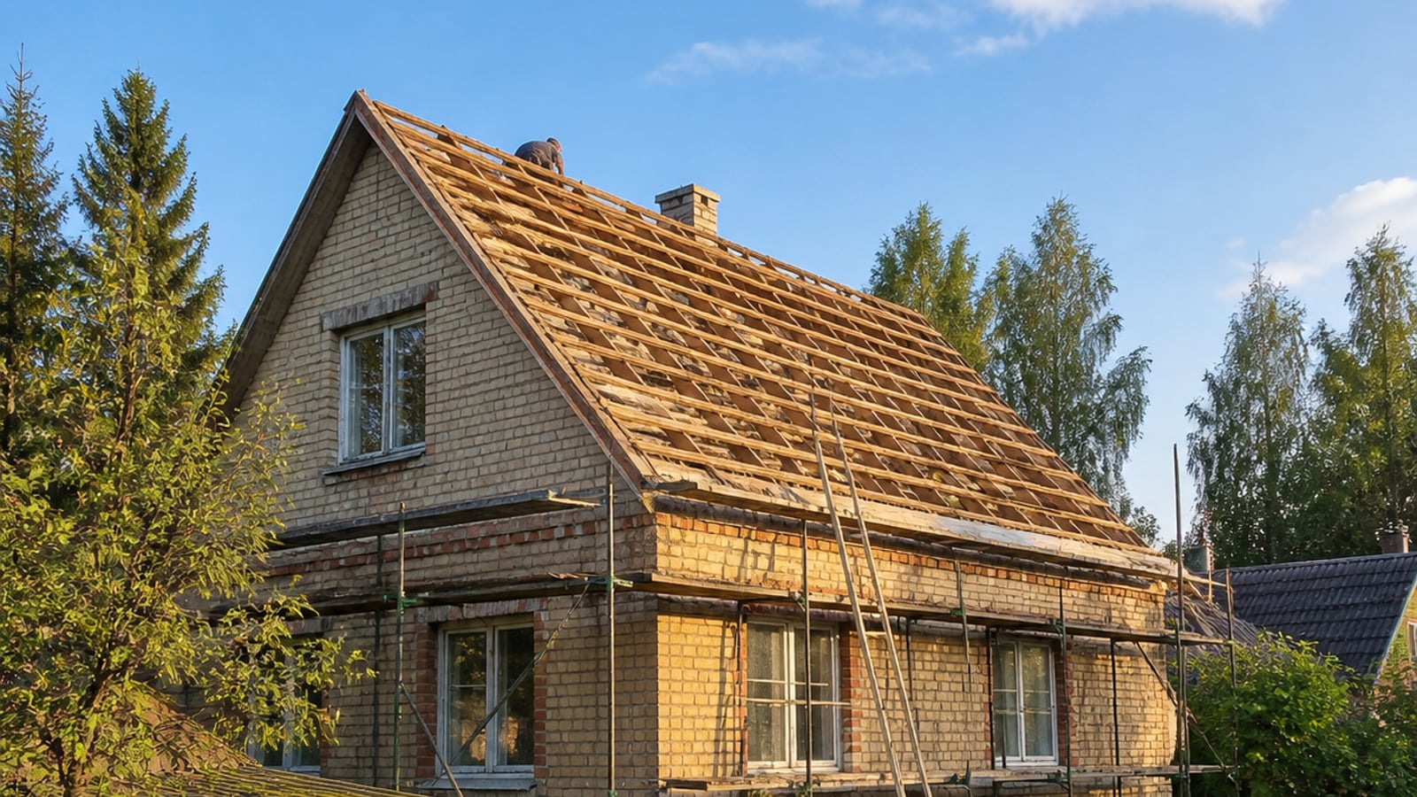 Демонтаж металлочерепицы с переборкой стропил, Истра, 160 м²