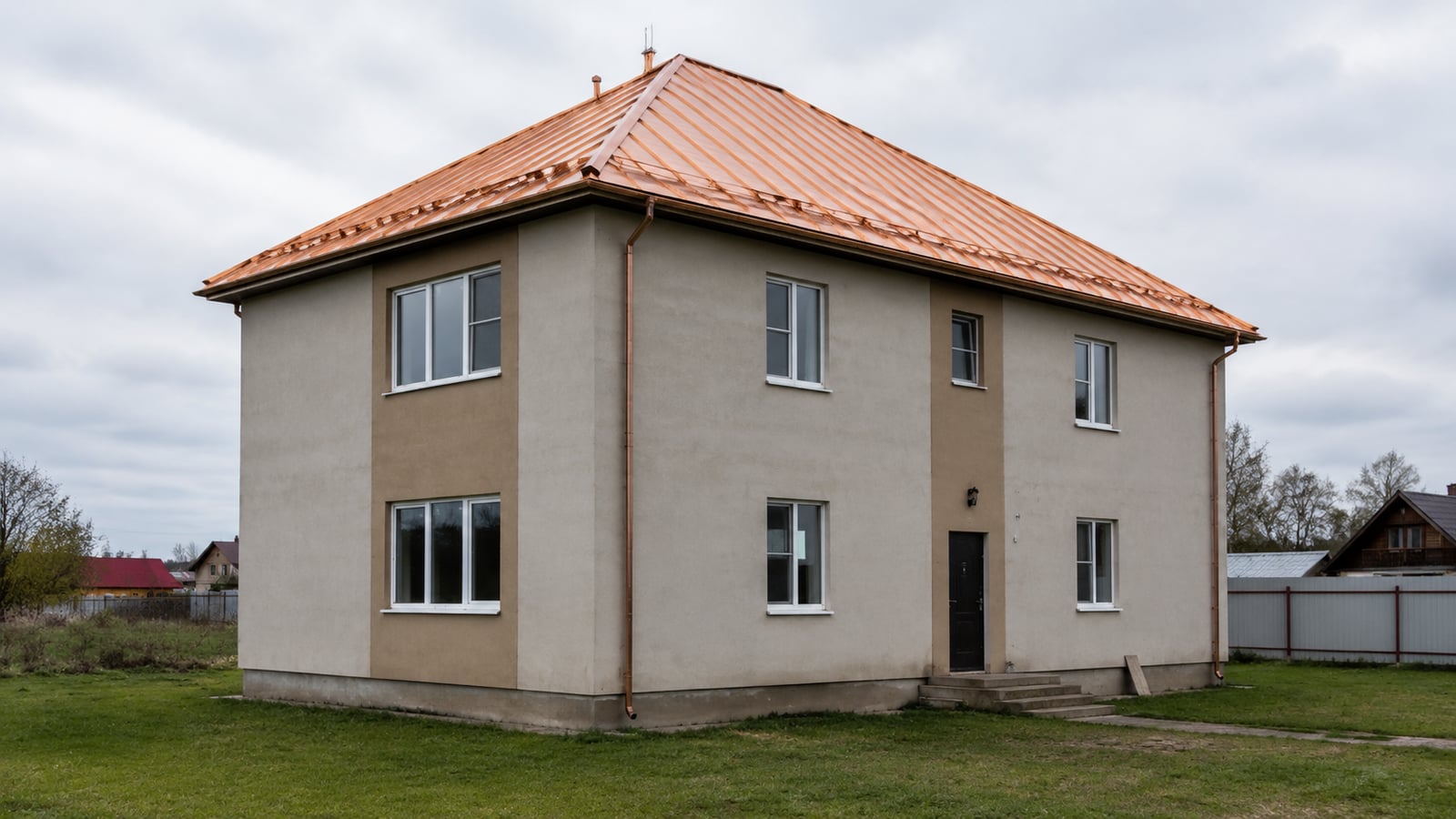 Премиум вальмовая крыша из меди, Москва, Сколково, 280 м²